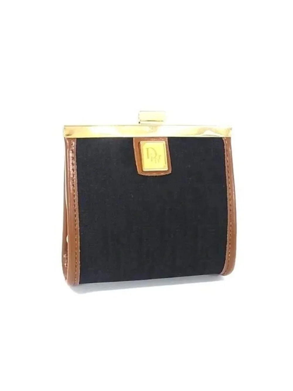 Christian Dior And Leather Coin Case Purse Black Fk7613